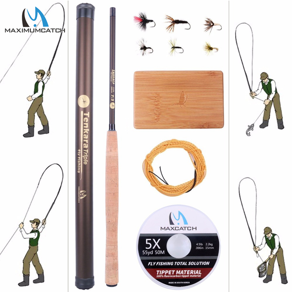 Fishing Line Box - Maximumcatch-カーボンファイバーフライ釣り竿,im10/36t,9〜13フィート,木製ボックス,フライ