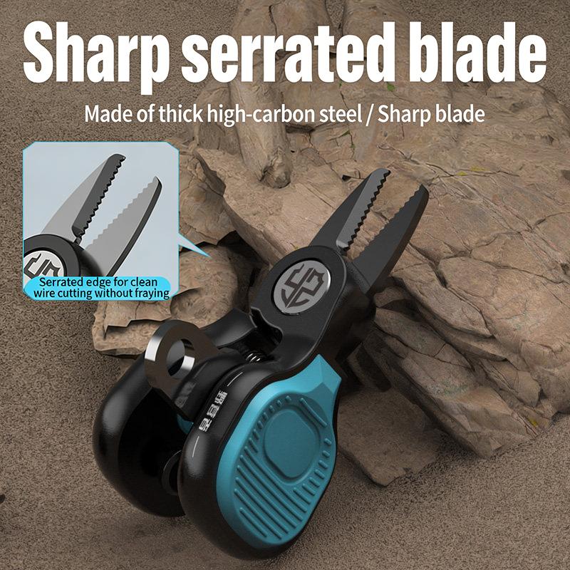 Fishing Line Cutter - 携帯用ステンレス鋼釣り用ルアーシザー、鋸歯状刃、PEラインカット、ミニ屋外釣りアクセサリー